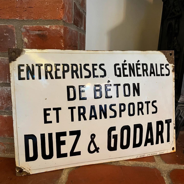 “General Enterprises Concrete &amp; Transport” French enamel sign