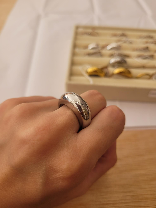 Stainless steel dome ring - Size Q - SL-043