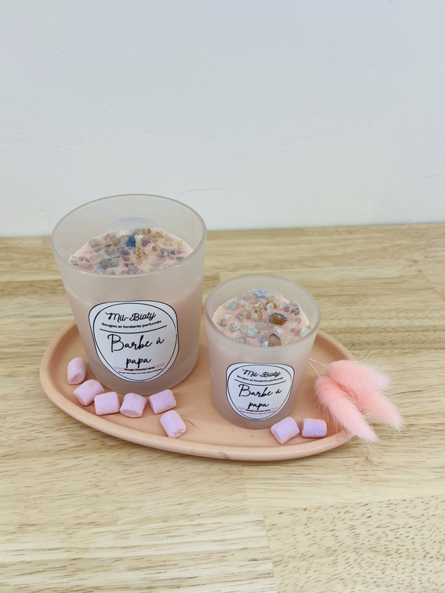 Bougie Fluorite verte : Barbe à papa