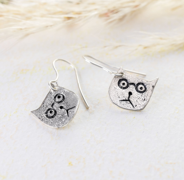 Pendientes de gatitos en plata 925