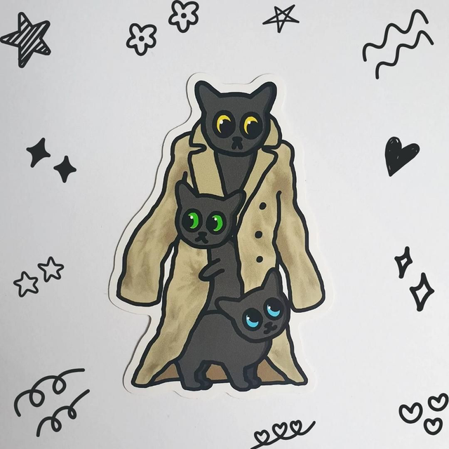 Three Cats In A Trench Coat Sticker
