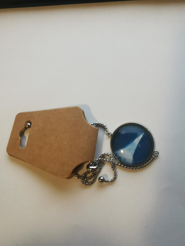 Bracelet Fée ipomée, chainette et cabochon 25mm