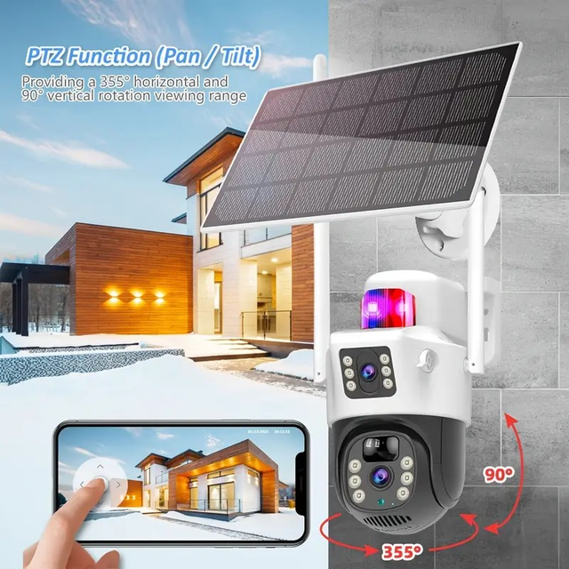 Solar-Powered Wireless Security Camera with Dual Lens 6MP 