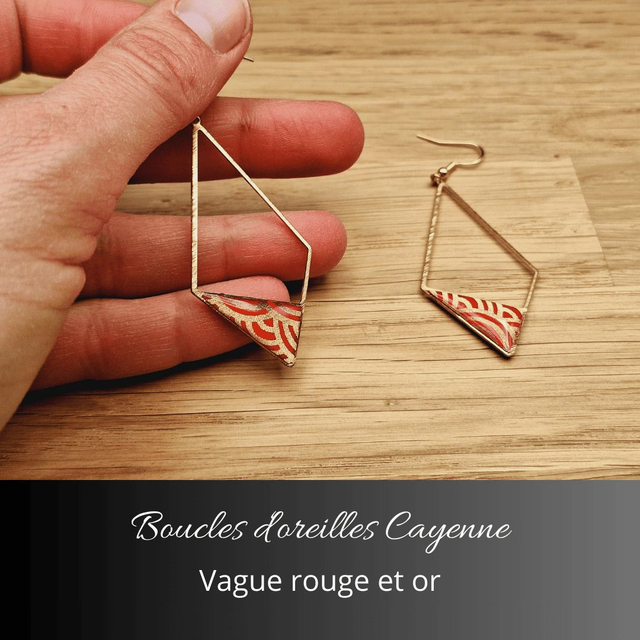 Boucles d&#039;oreilles Cayenne - Rouge, or