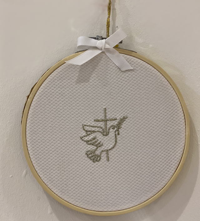 Tambour brodé colombe 