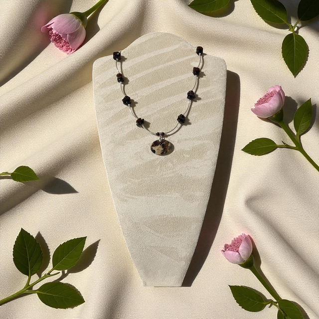 Indonesian blue amber and sterling silver necklace