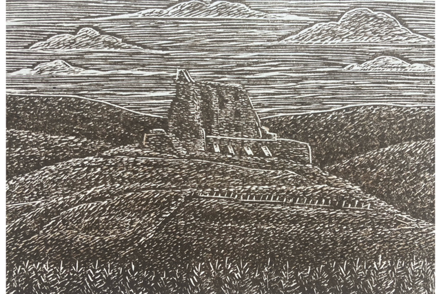 Auchindoun Castle and The Cabrach beyond