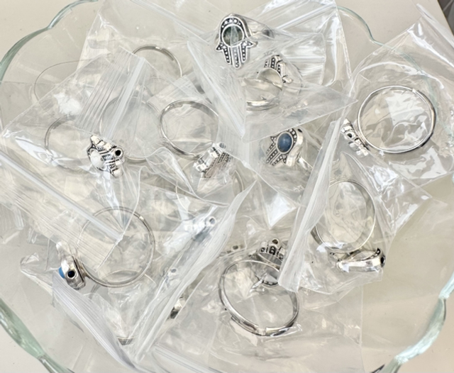 23pc adjustable hamsa palm stone rings 