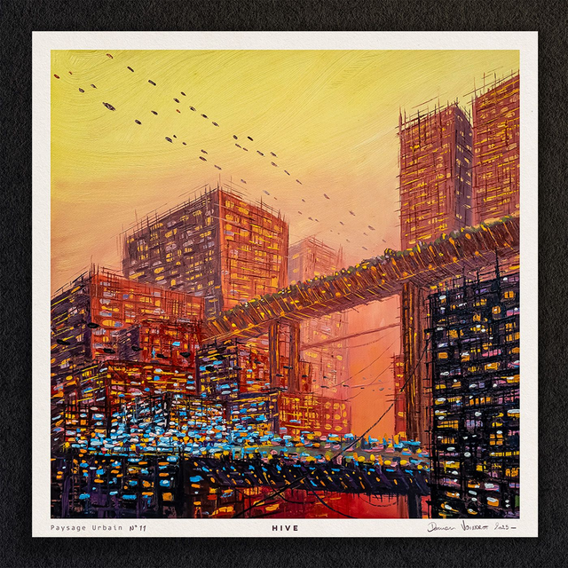 #0115-Paysage Urbain N°11 - HIVE - PRINT - peintures à l&#039;huile