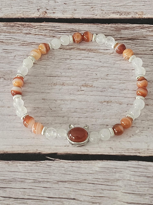 Bracelet en Cornaline &amp; Quartz – 4 mm (breloque S925)