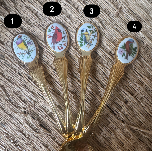 Cuillère oiseau insert porcelaine