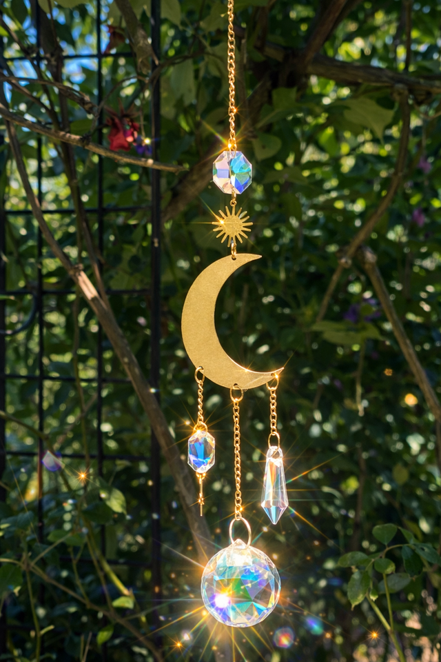 ✨ Attrape-Soleil Lunaire Cristal &amp; Laiton ✨