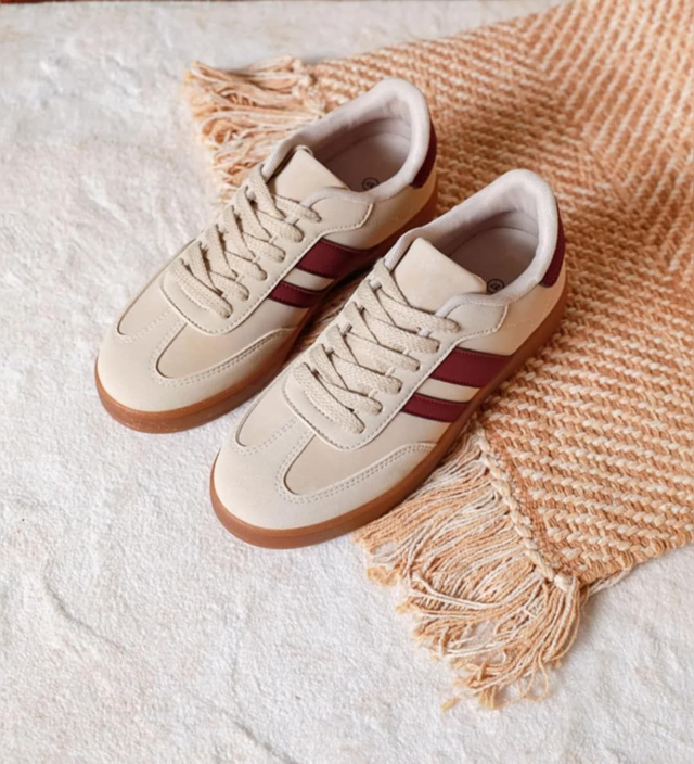 BASKETS BEIGE/BORDEAUX  36 -41 