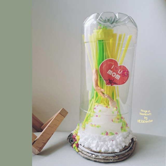 "Love Mom" Art Decor Gift ECO Handmade Bottle Decoration