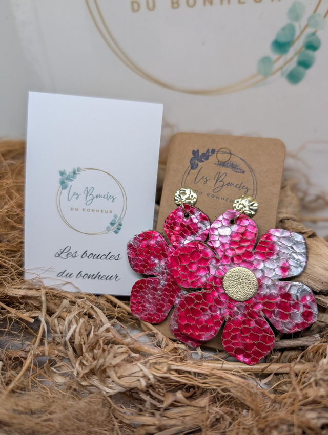 Boucles d'oreilles Ginette fushia gi015