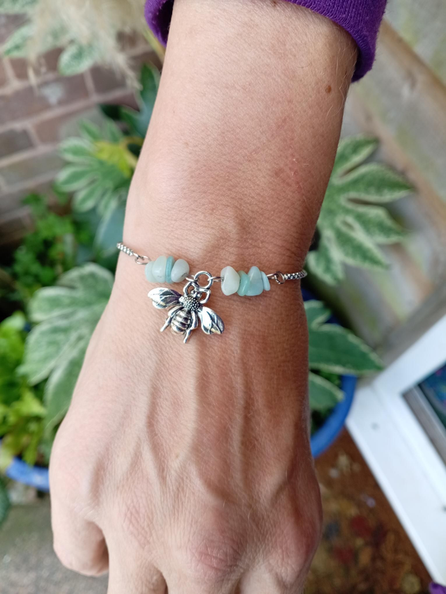 Amazonite Crystal Sterling Silver Drawstring Bracelet