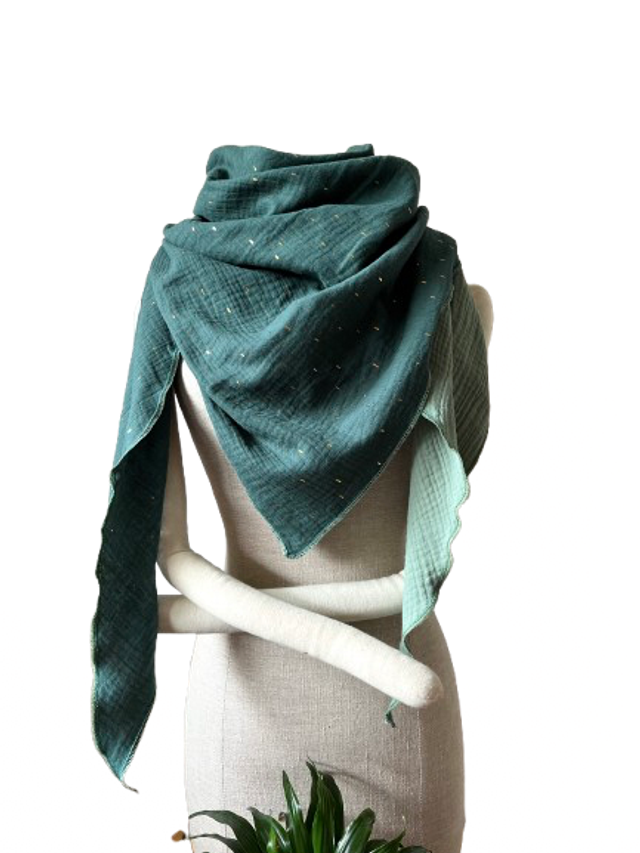 XXL-Musselintuch, einlagig, dark green - bottle green