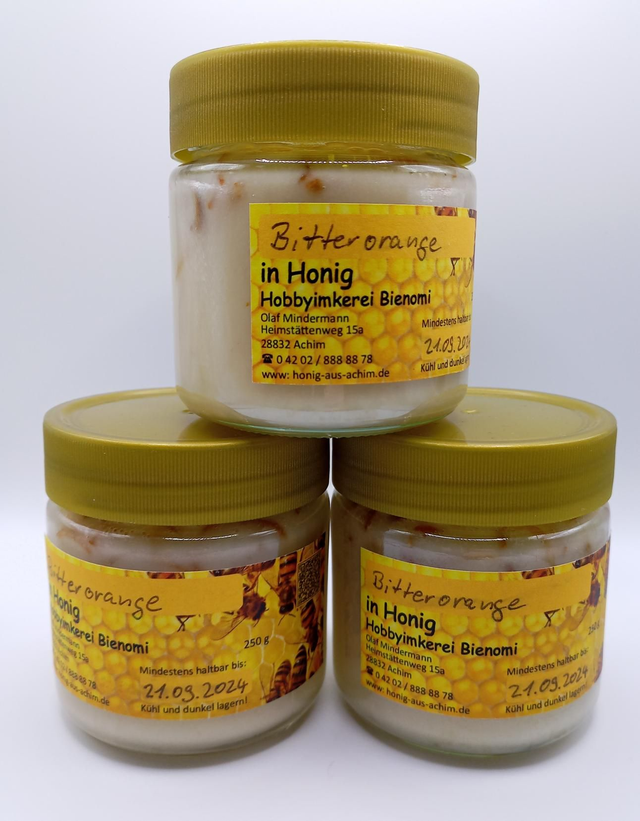Bitterorangenschale in Honig, 250-g-Glas