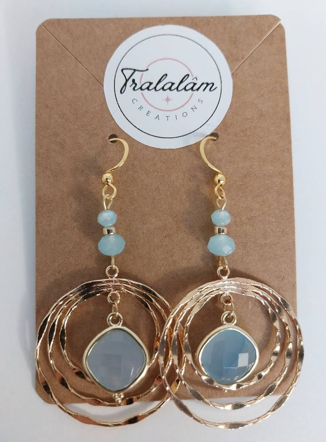 ✨Boucles d’oreilles &quot;3 anneaux bleu clair&quot;✨