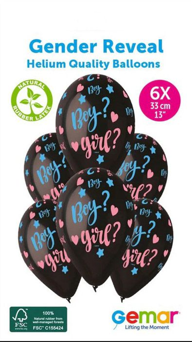 13&quot; Gender Reveal 6 pz