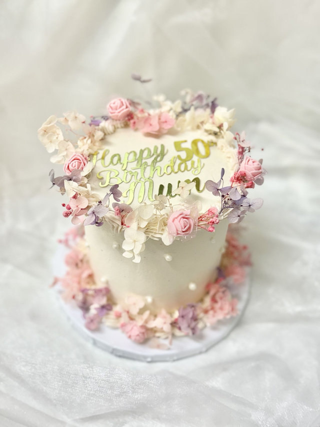 Delicate Floral Birthday Cake