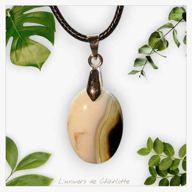 Pendentif &quot;Agate rubanée&quot; PN-063