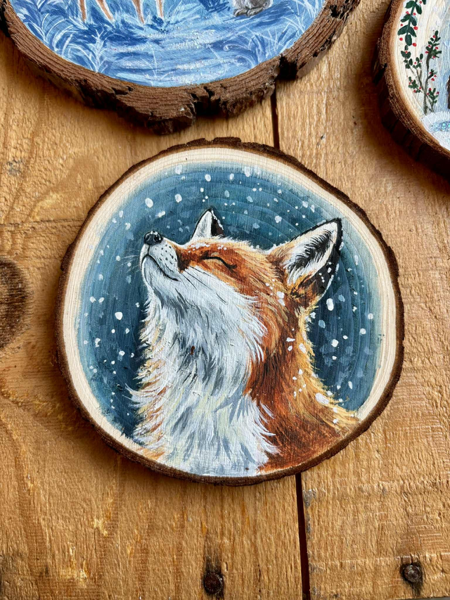 💙" Danse gelée " - peinture rondin 8 cm (pin)