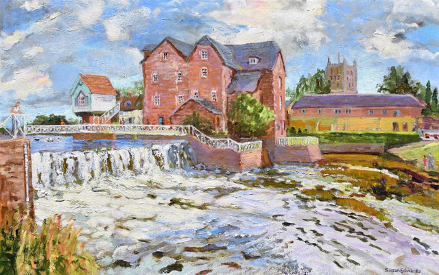 SE09 Tewkesbury Mill by Susan Edwards, 71x41cm Oil On Canvas