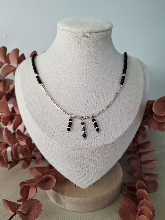 Collier Solaria - noir argenté