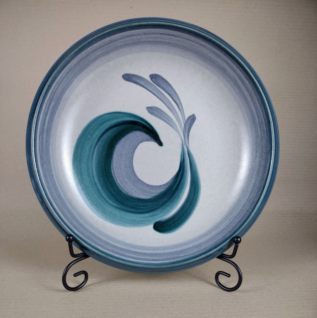 Landert | Serveerschaal Diepe schaal &#039;Ocean&#039; motief Swiss Model 24 (diameter 25,0 cm | hoogte 4,0 cm) Creme en Grijsgroene kleuren | Vintage