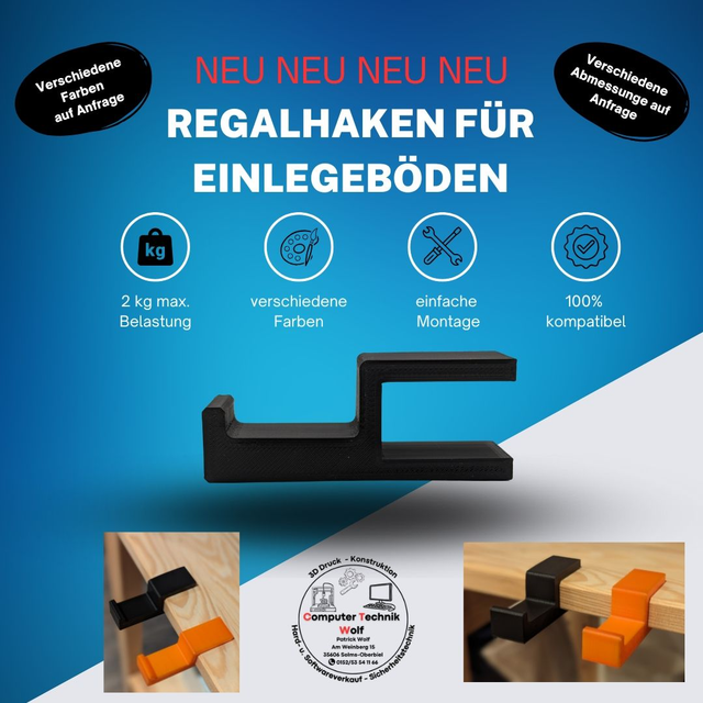 3er Set Regalhaken für Einlegeböden und Zwischenböden z.B. für IKEA Ivar