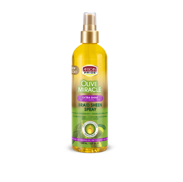 African Pride Olive Miracle Braid Sheen Spray Extra Shine 12oz