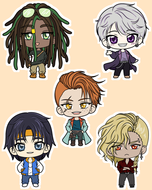 Lot 5 stickers Chibi Lovers