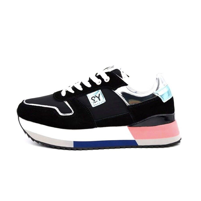 Y Not? Sneakers Scarpe da ginnastica YNP1510 Tela e camoscio nero donna ragazza