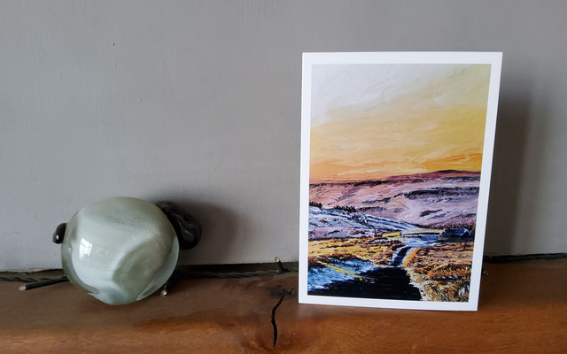 Sunrise over Percy Cross Rigg and Kildale moor. Art card. 
