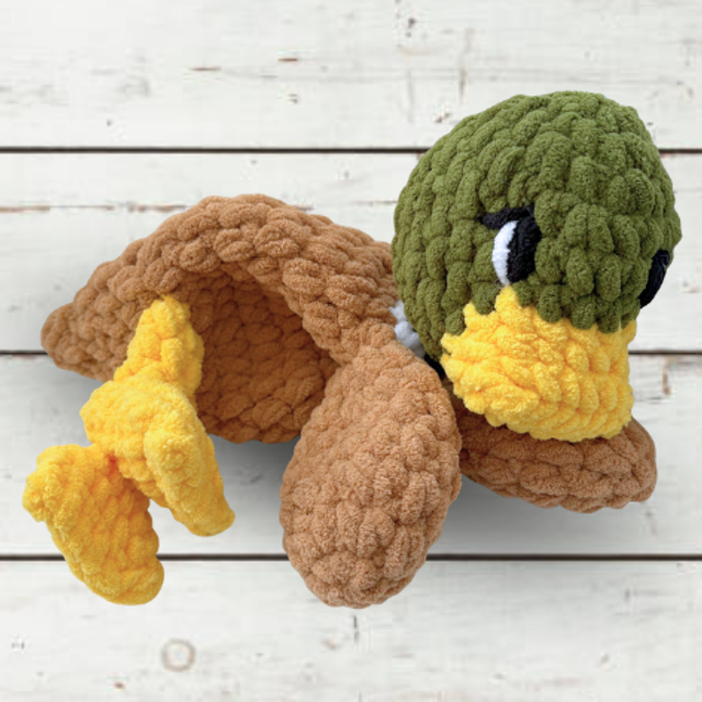 Crochet Snuggler Mallard Duck, ukca tested