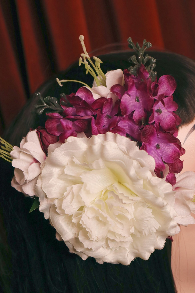 Hair flowers • XL • White & purple