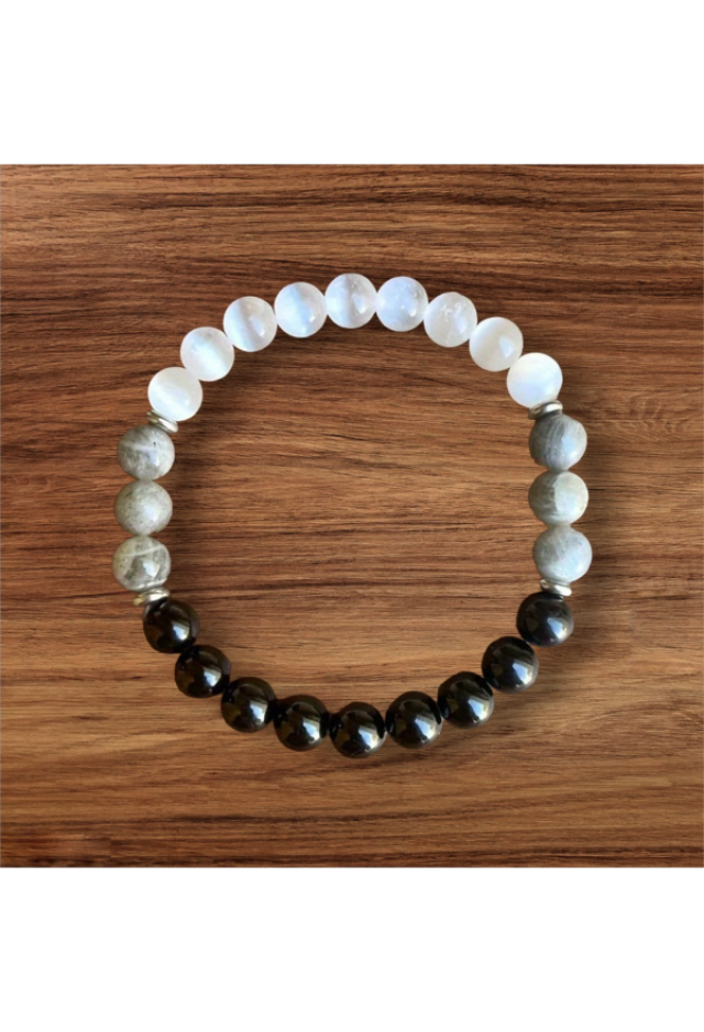 Naturstein-Armband Mondstein Obsidian Jasper