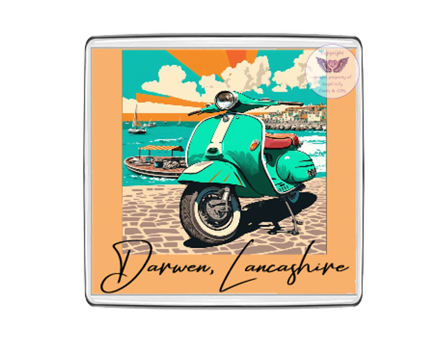 Scooter Weekender Square Fridge Magnet-SFM03