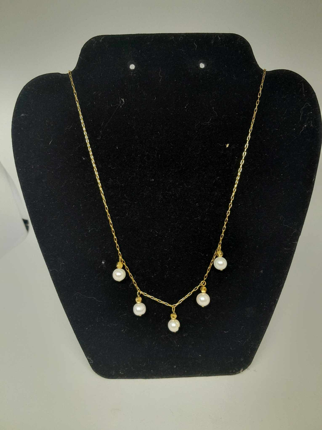 Collier en perle de culture et acier or inoxydable