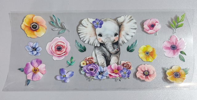 DTF Aufklebe-Folie ca 24x11cm Elefant 