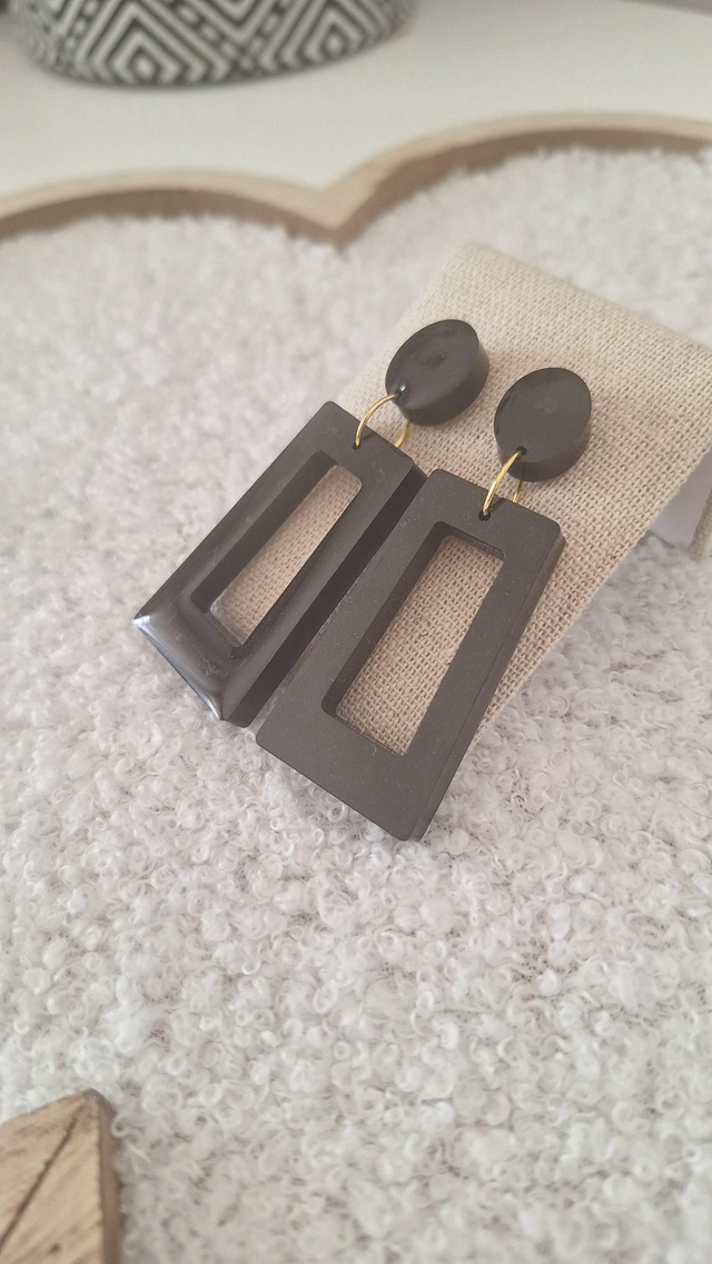 Boucles oreilles rectangles noires