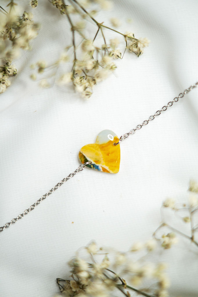 Coloris potimarron - Bracelet cœur en polymère 