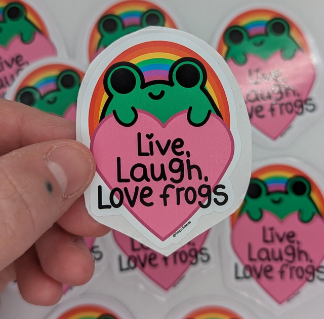 Live laugh love frogs sticker 