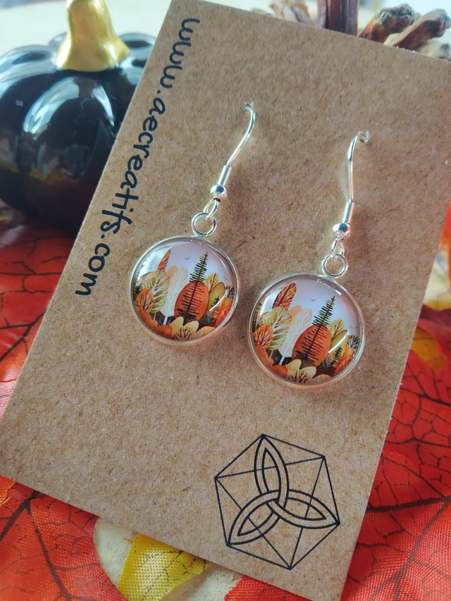 Boucles d&#039;oreilles cabochons automne 2