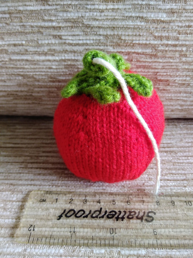 Hand Knitted Red Tomato String Dispenser with string Gardeners Gift