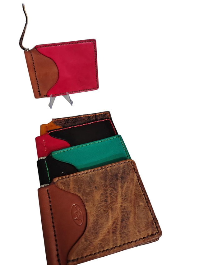 Porte-cartes pince à billets - Brun/rouge 