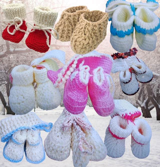 Gehäkelte Baby Socken in verschiedene Farben