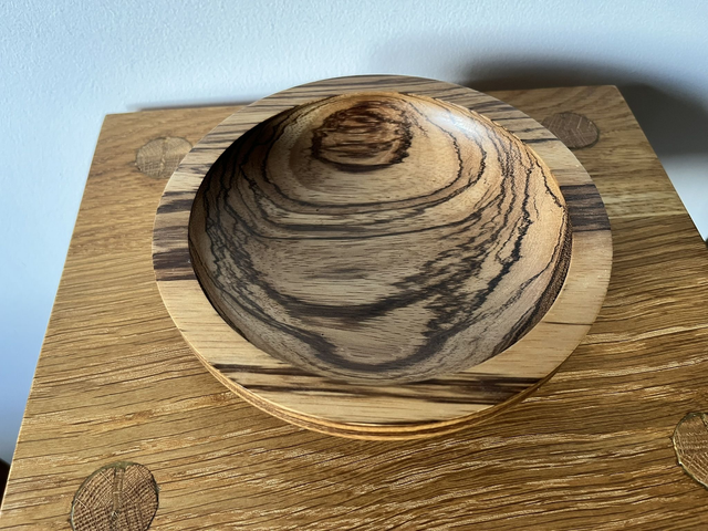 African bowl hand-turned from zebrano wood.