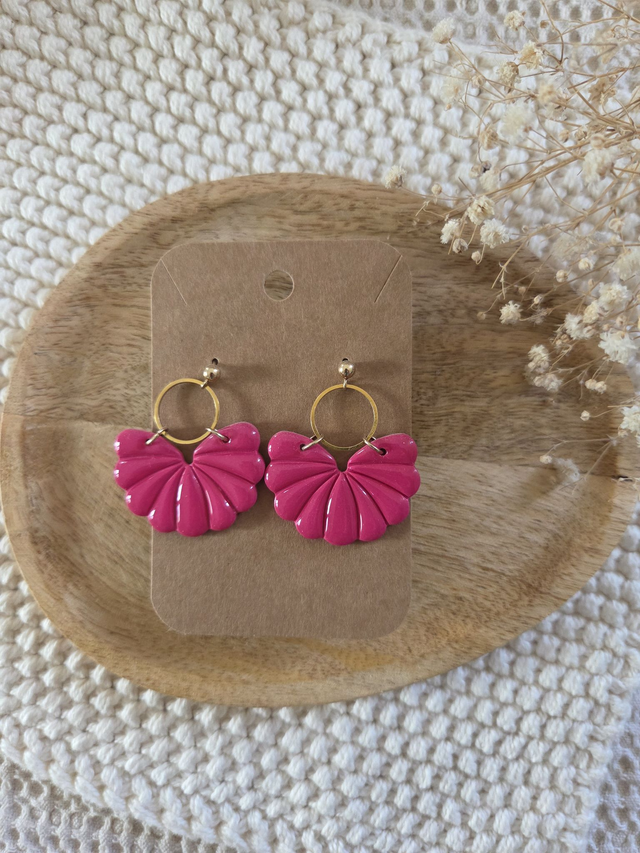 Boucles d&#039;oreilles Edna glossy coloris pivoine 